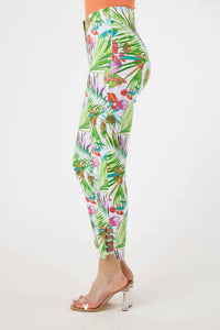 Robell - Tropical Palm Leaves Print Lena Slim Pant
