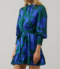 Sugarlips - Busbee Floral Sevilla Satin Ruffle Dress