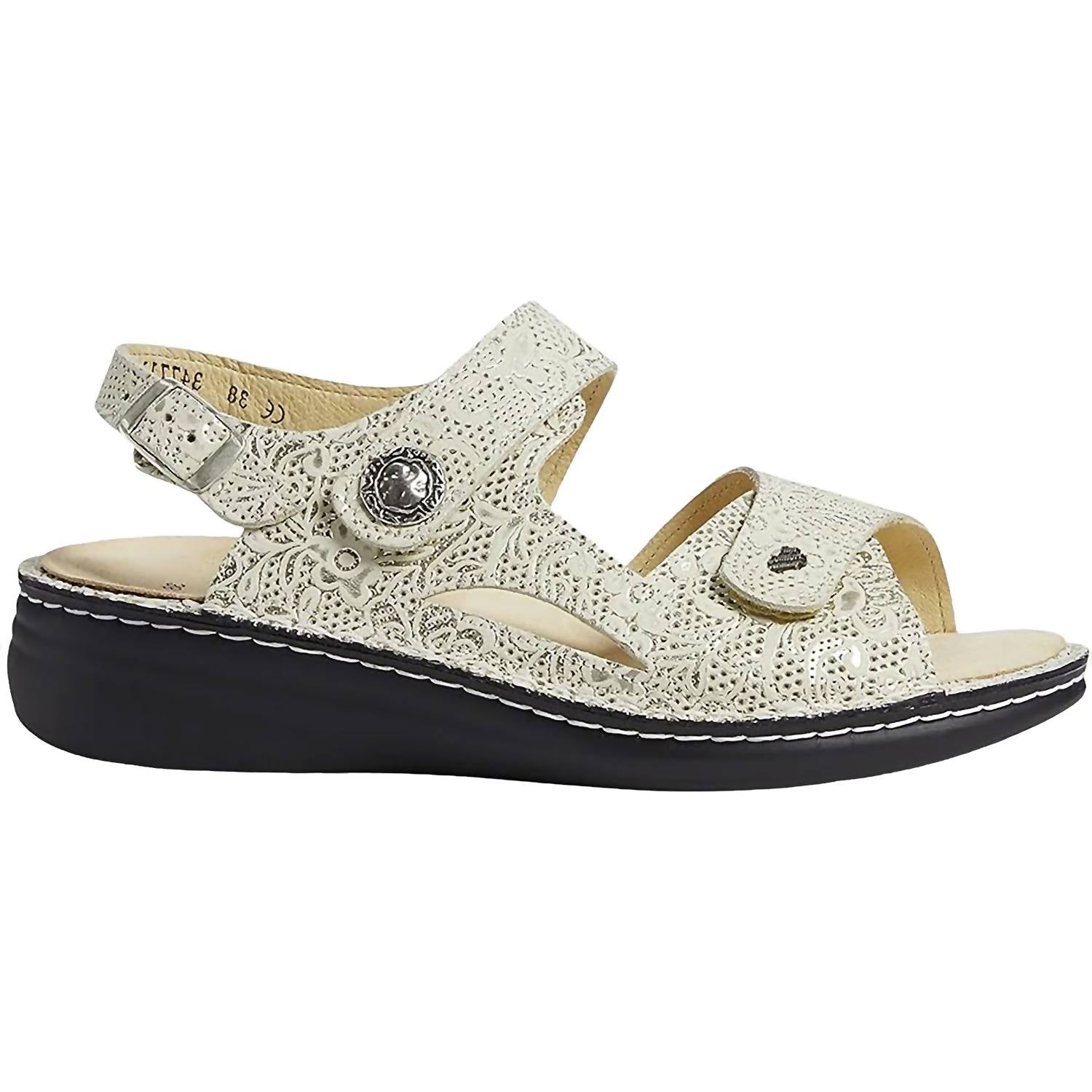Finn Comfort - Women's Finn Mellow Champagne Garden Leather Sandals