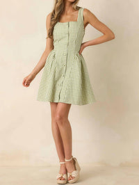 Entro - Sydney Button Front Gingham Print Mini Dress