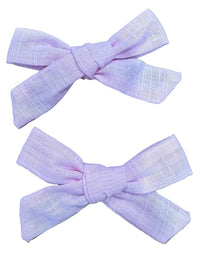 Twinkled Twig - Kids Linen Hair Bows - 2 Piece