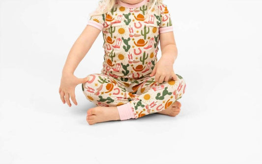 Emerson And Friends - Girls Hey Y'all Western Bamboo Short Sleeve Pajama Pants Set