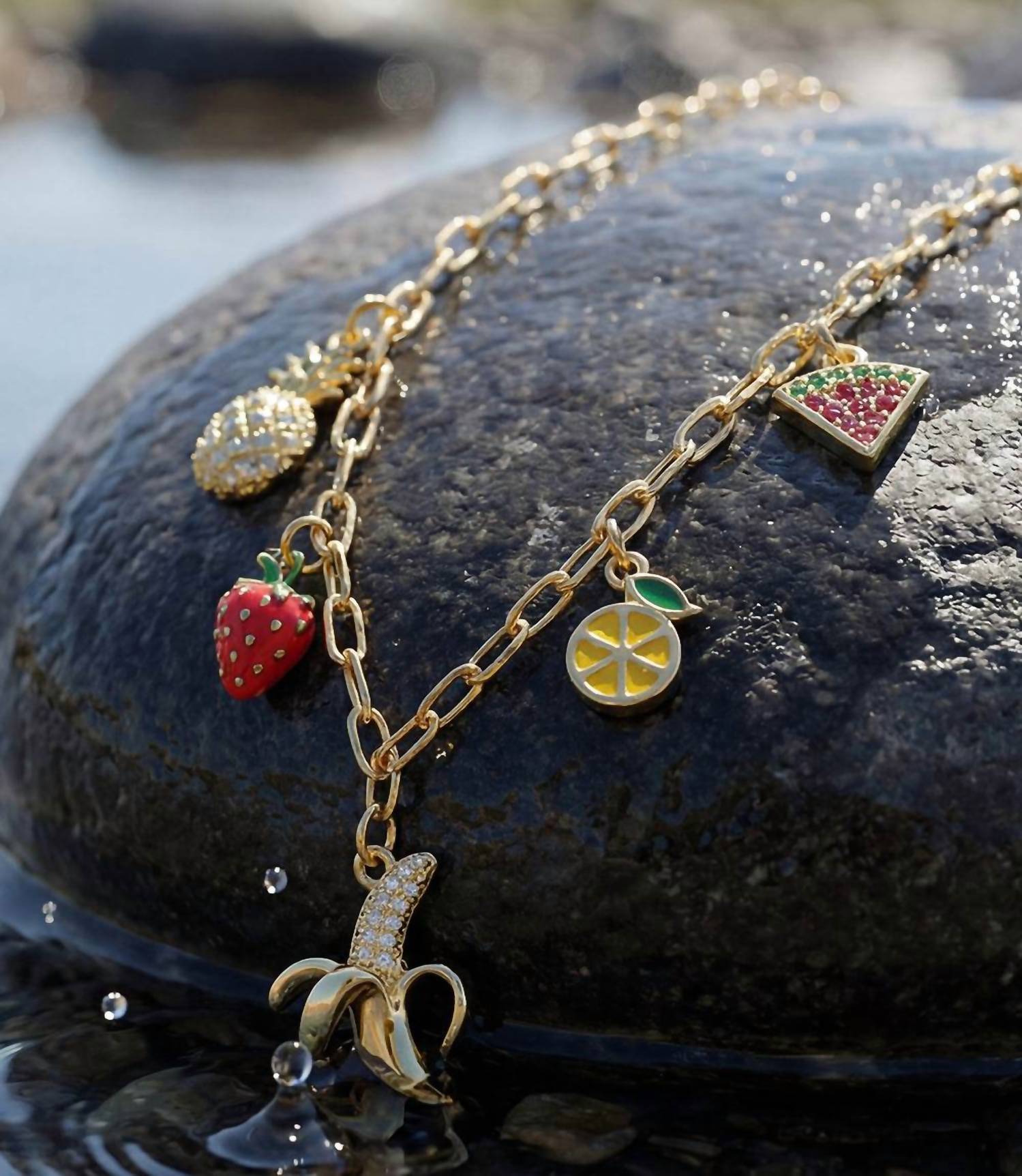 Farrah B Jewelry - Women's Fruit Salad Charm Necklace