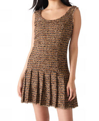 STEVE MADDEN Avie Tweed Mini Dress in brown plaid mix - women's dress