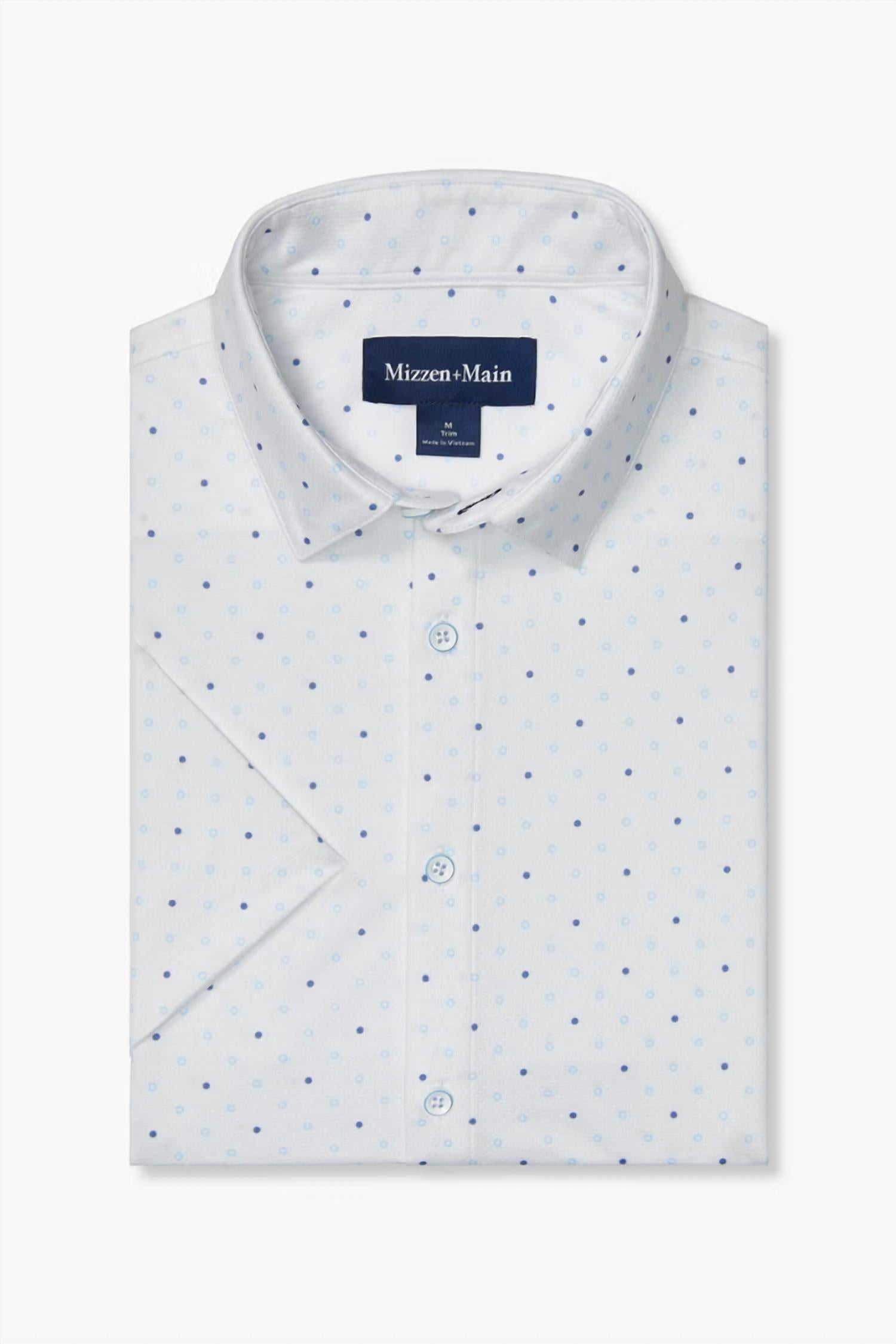 Mizzen + Main Halyard Short Sleeve Shirt in seasonal white dot - men's t-shirt - view 5
