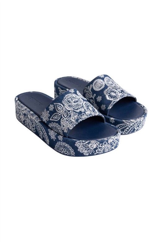 Johnny Was - Women's Bandana Embroidered Platform Slide Sandal