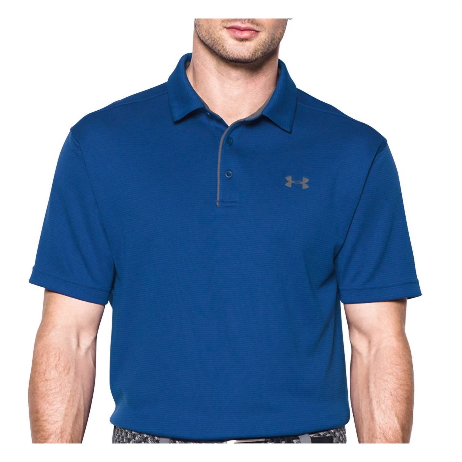 UNDER ARMOUR Tech Button Up Placket Polo in royal - men's shirt
