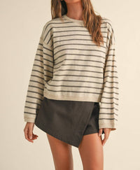 Miou Muse - Women's Striped Soft Knit Top