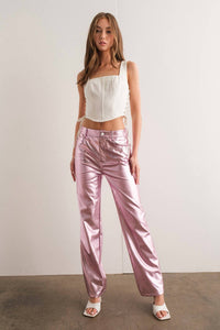 Papermoon - Metallic Straight Leg Pants