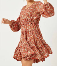 Hayden La - Smocked Waist Ruffle Tiered V-neck Dress