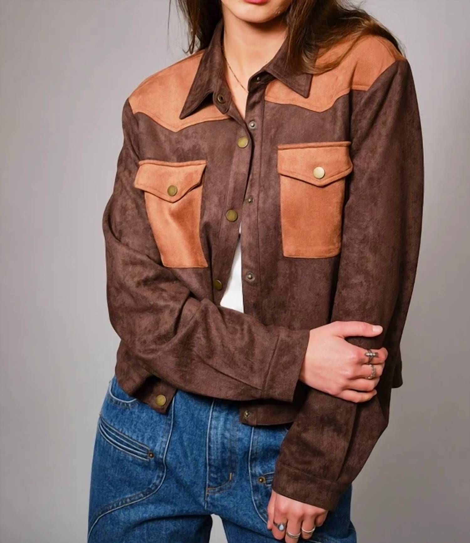 Blue B - Vintage Western Block Suede Jacket
