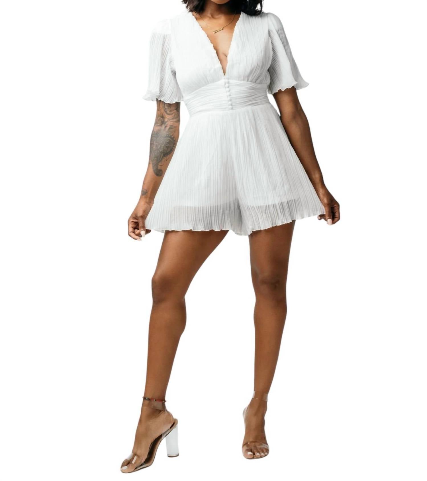 The Sang - Pleated Plunge Romper