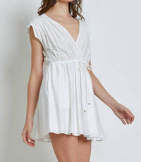 Mustard Seed - Metal Beaded Drawstring Wrap Dress