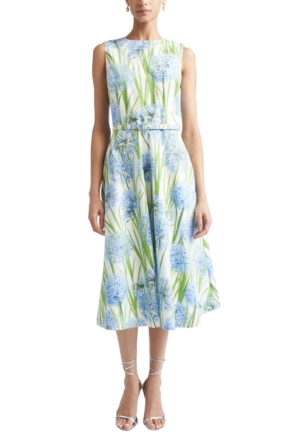 Oscar De La Renta - Sleeveless Allium Print Poplin Dress