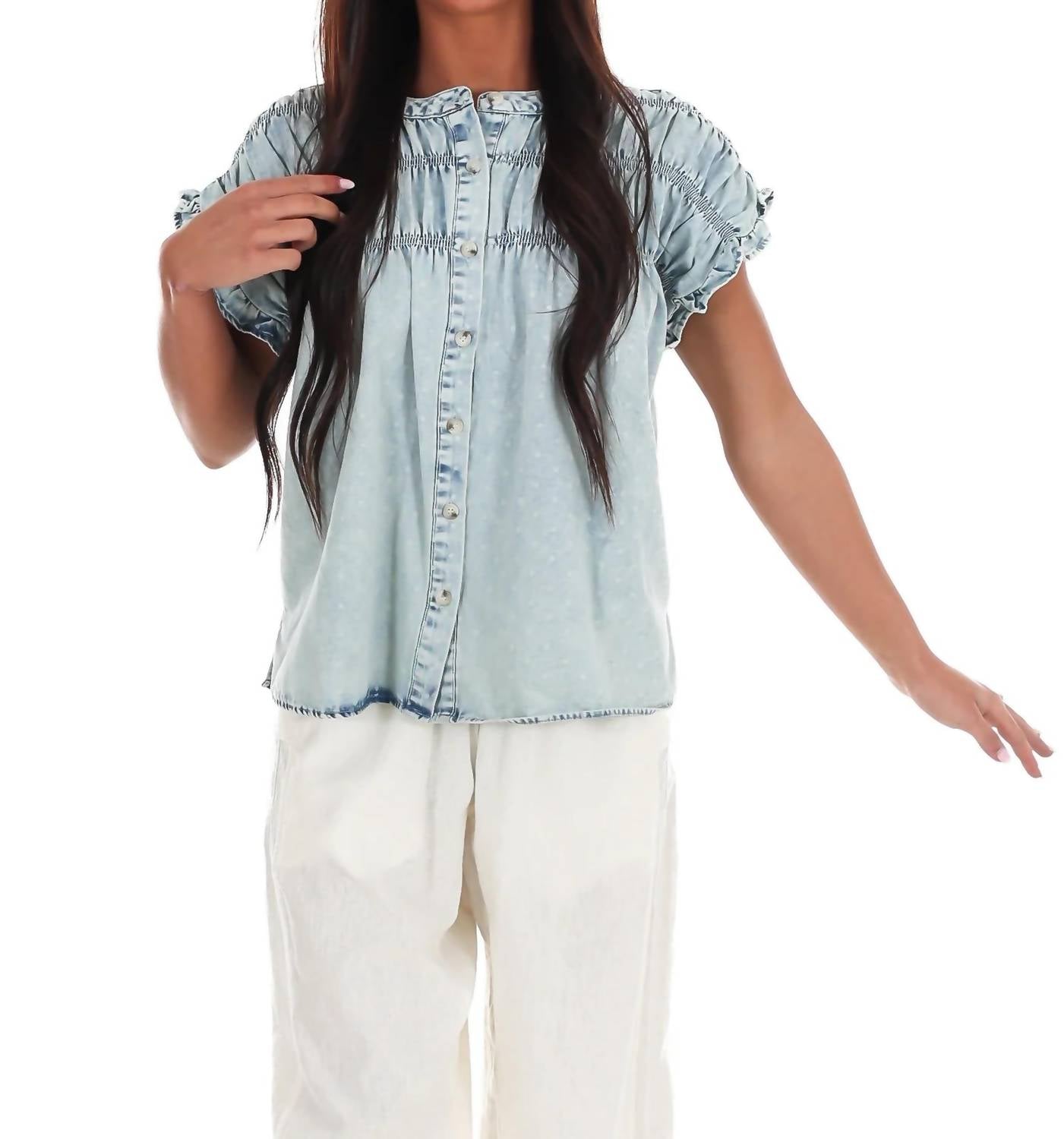Sunday Edition - Soft Skies Ruffle Top