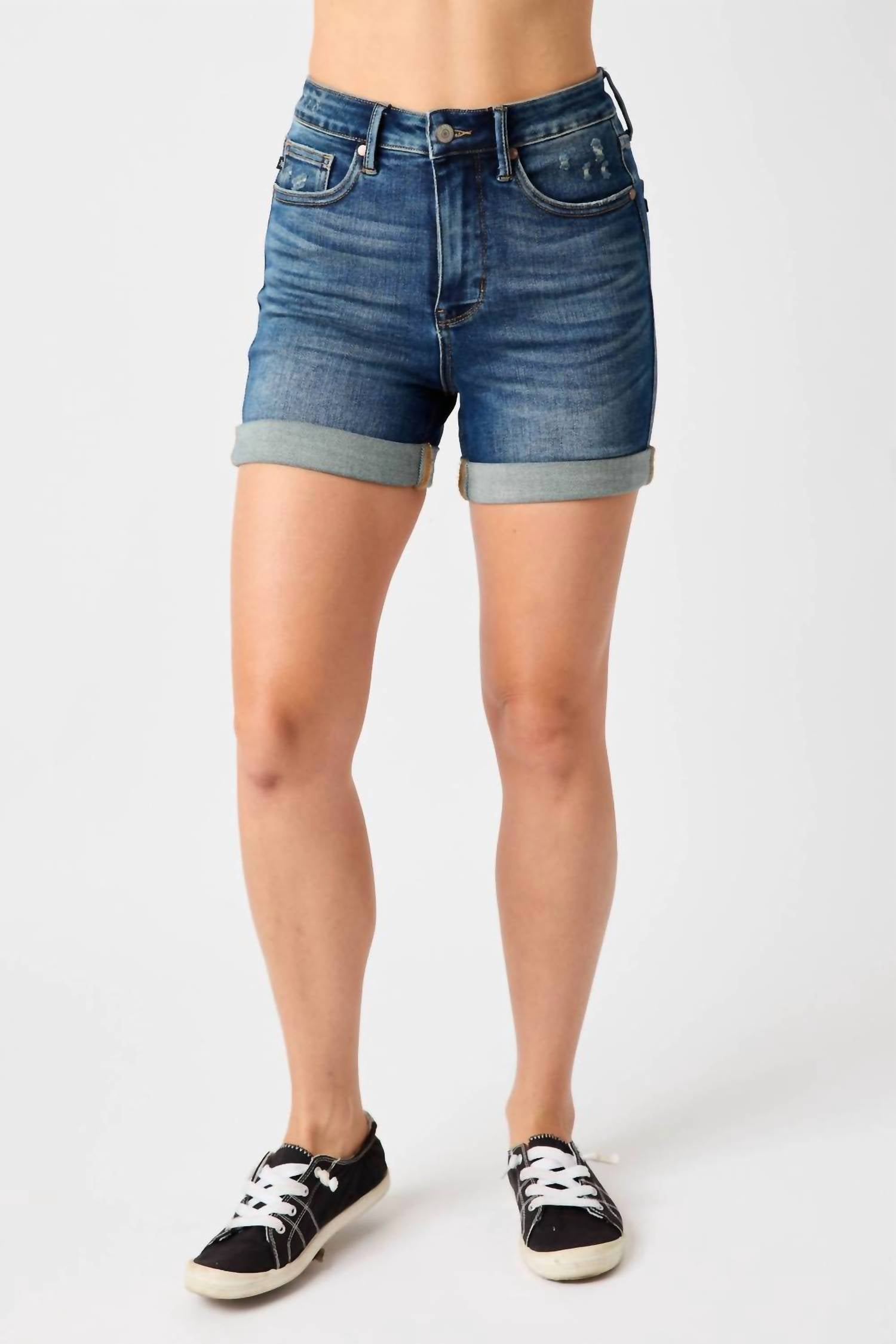 Judy Blue - High Waist Tummy Control Cuffed Shorts