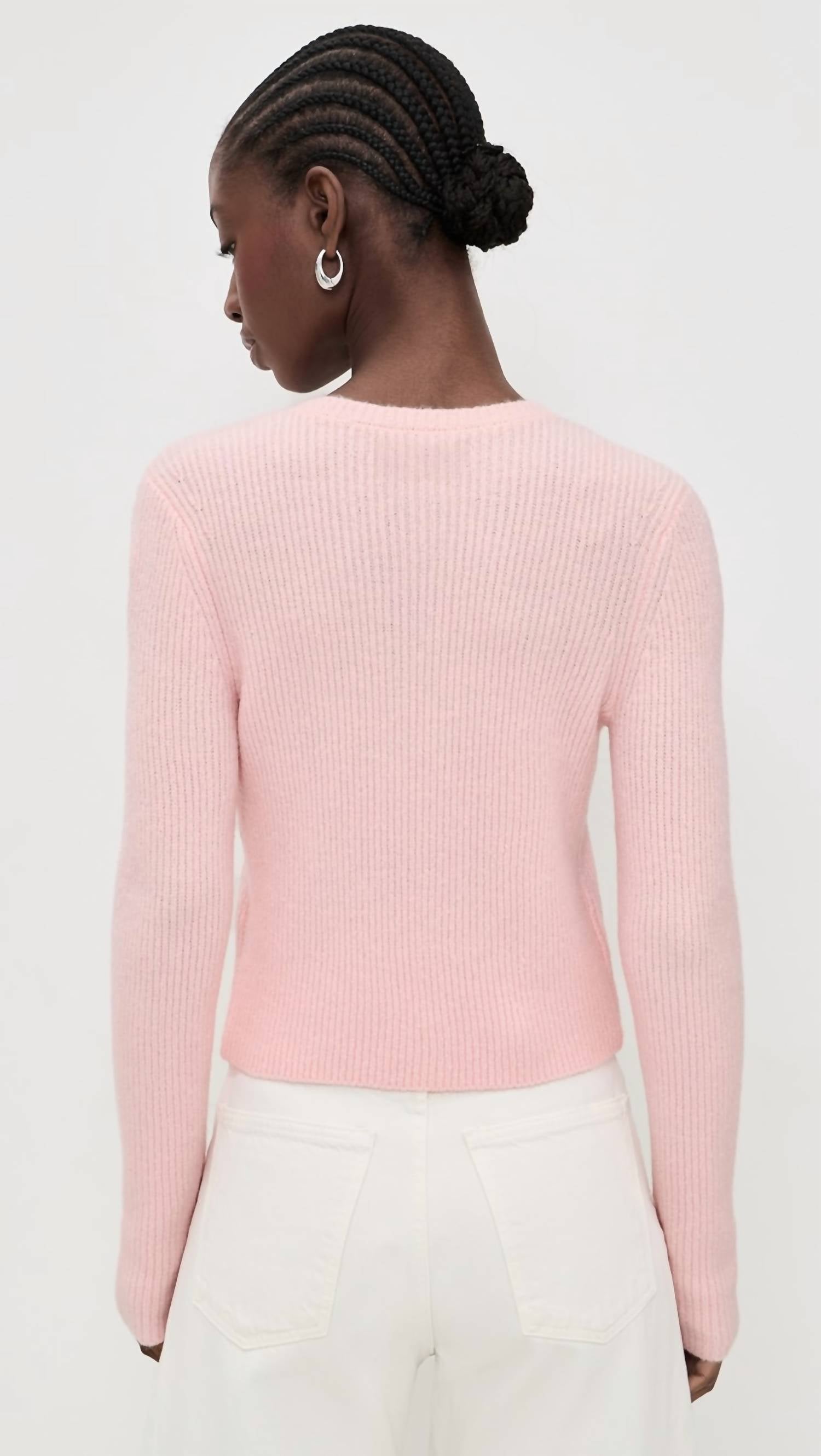 DAZE Muse Long Sleeve Cardigan in pink - women's cardigan - detail view