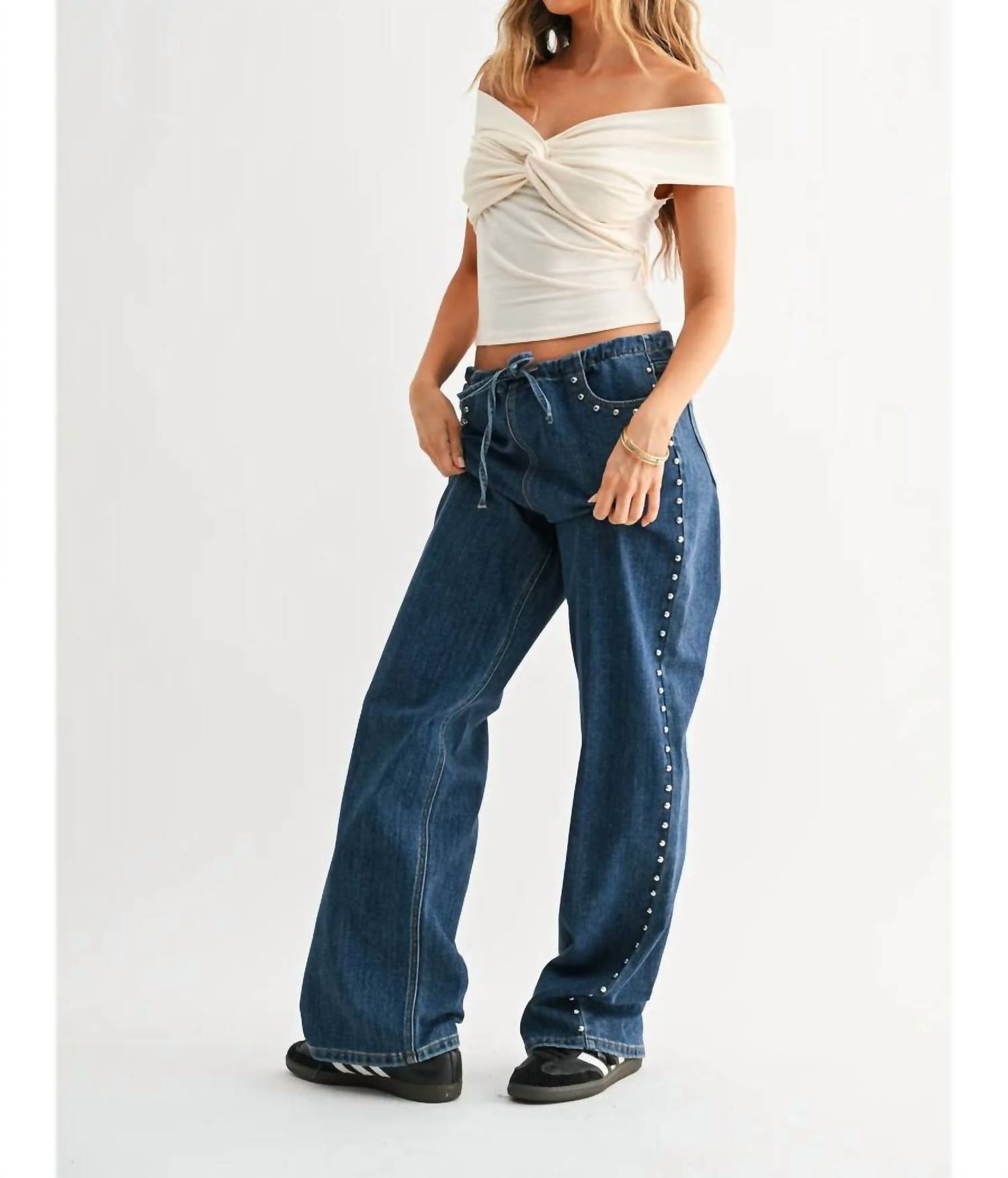 Jbd. - Libby Studded Drawstring Wide Leg Jeans