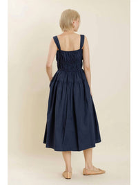 Aureum Bows Midi Dress in navy - women's dress - detail view