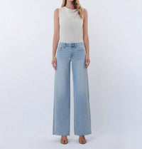 Vervet By Flying Monkey - Mid Rise Clean Cut Raw Hem Wide Leg Jeans