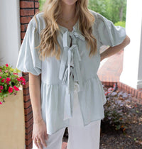 Carole Christian Big Bow Tie Girl Blouse in blue - women's blouse
