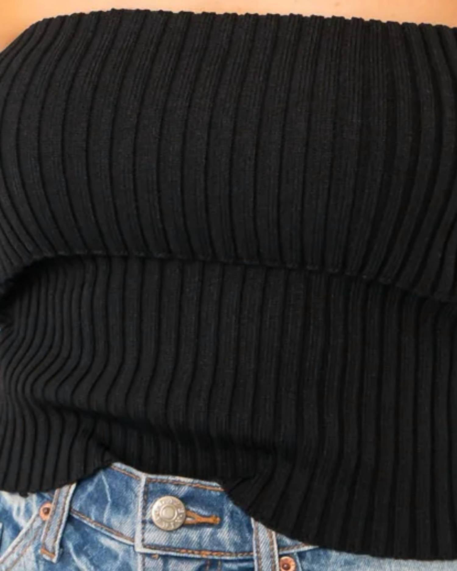 Double Zero - Ribbed Fold Over Tube Top