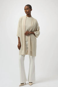 Joseph Ribkoff - Embellished 3/4 Sleeves Bouclé Open Front Jacket