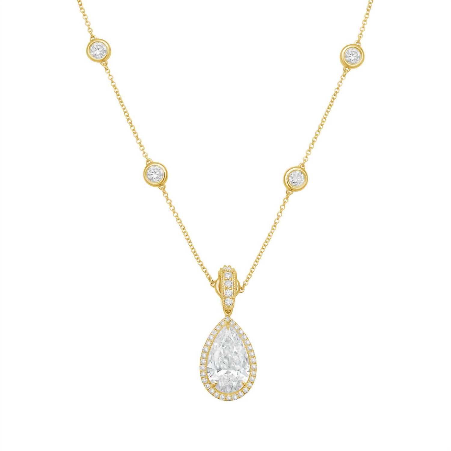 Diana M Jewels - Women's Pear & Round Lab-Grown Diamond Pendant Necklace (12.00 Ct) - Luxe