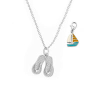 Gold & Honey - Women's Flip Flop Necklace & Sailboat Charm Set