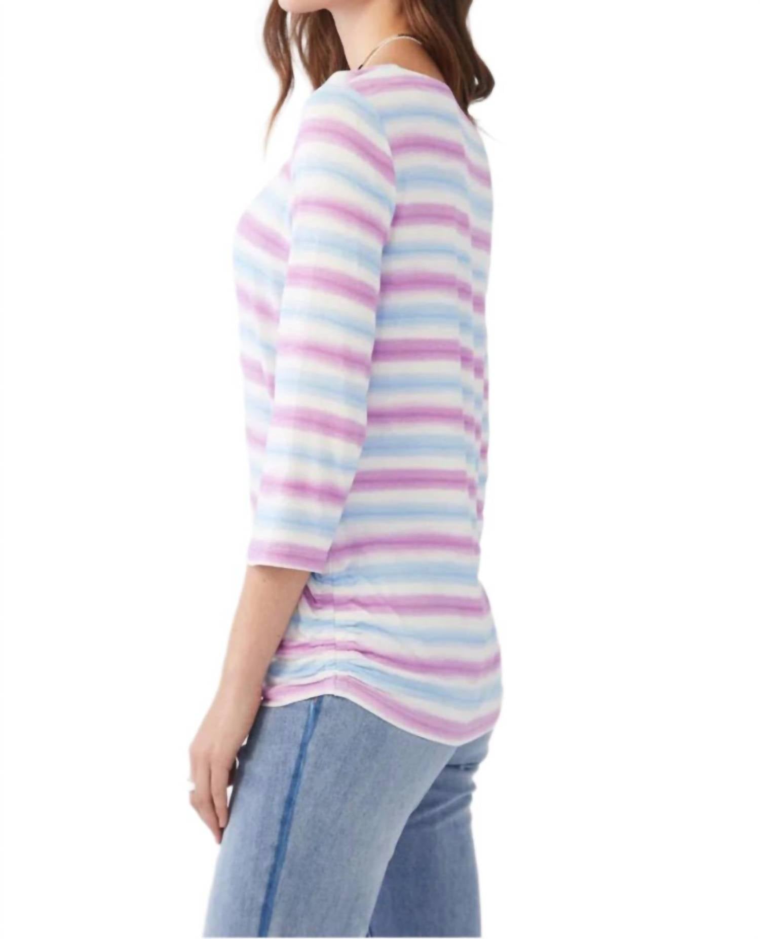 Fdj - Striped Three Quarter Sleeve Top