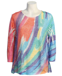 Jess & Jane Women's Catalina Boucle Mesh Top in multi - women's shirt