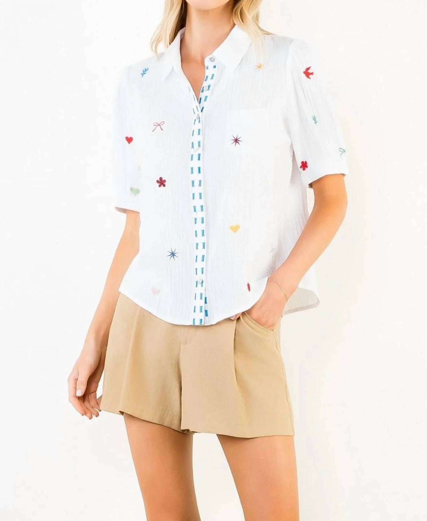 Thml - Button Up Embroidered Top