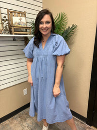 Umgee - Smocked Front Yoke Midi Dress
