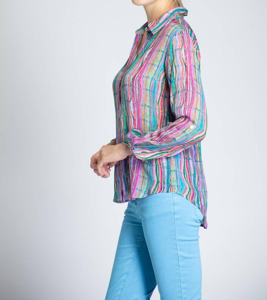 Apny - WAVES AND STRIPES BUTTONDOWN BLOUSE