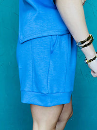 P.CILL Butter Modal Shorts in cornflower blue - women's shorts - detail view