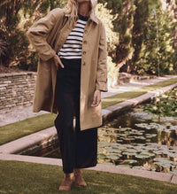 THE GREAT. Women's The Roll Neck Pullover Top in black and cream stripe - women's sweater - view 4