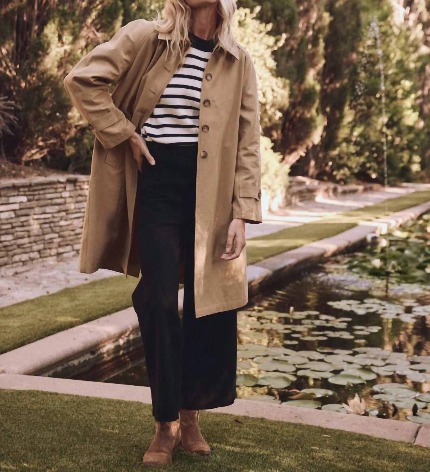 THE GREAT. Women's The Roll Neck Pullover Top in black and cream stripe - women's sweater - view 4