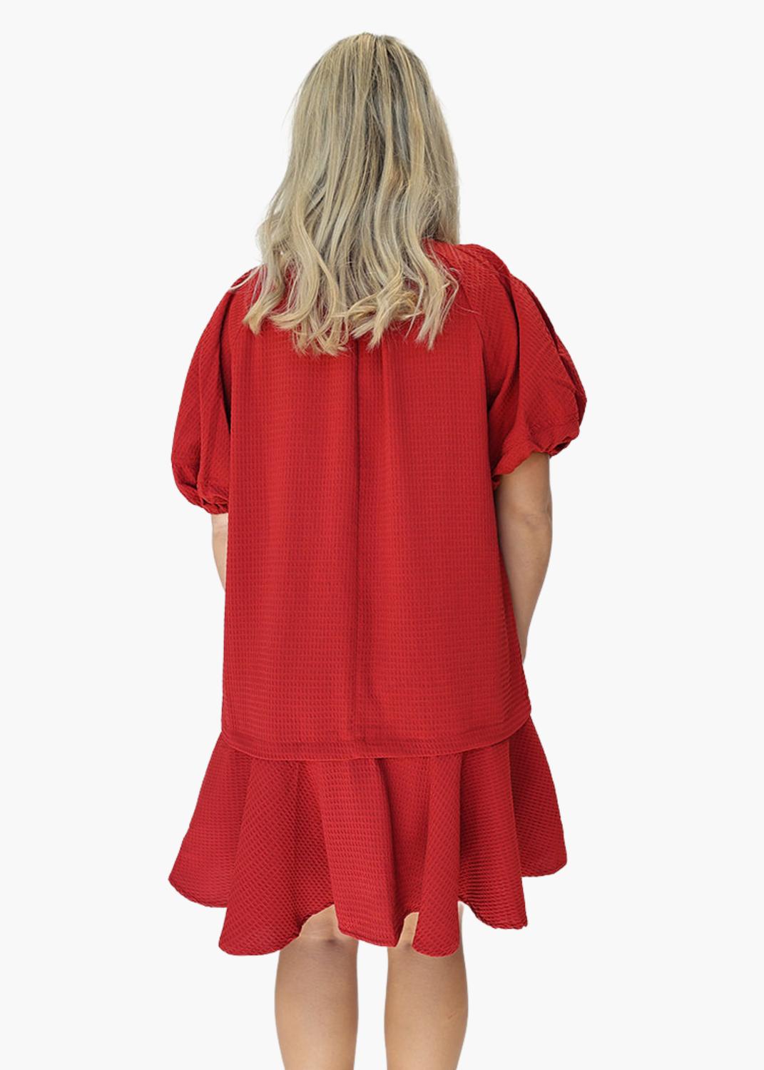 entro Madison Mini Dress in red - women's dress - detail view