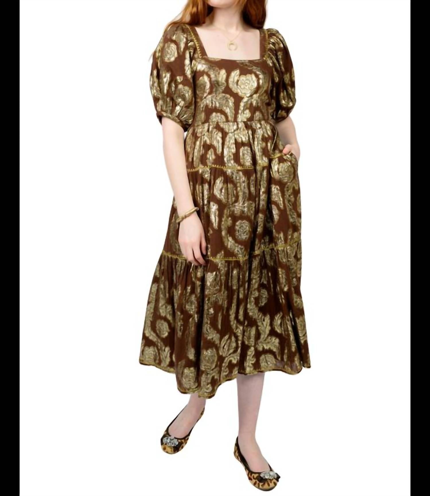 Ivy Jane - Metallic Roses Midi Dress