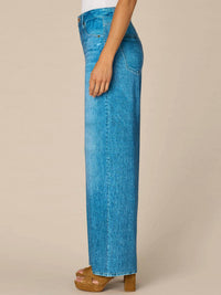 Democracy Skyrise French Terry Printed Wide Leg Pants in blue - women's pants - detail view