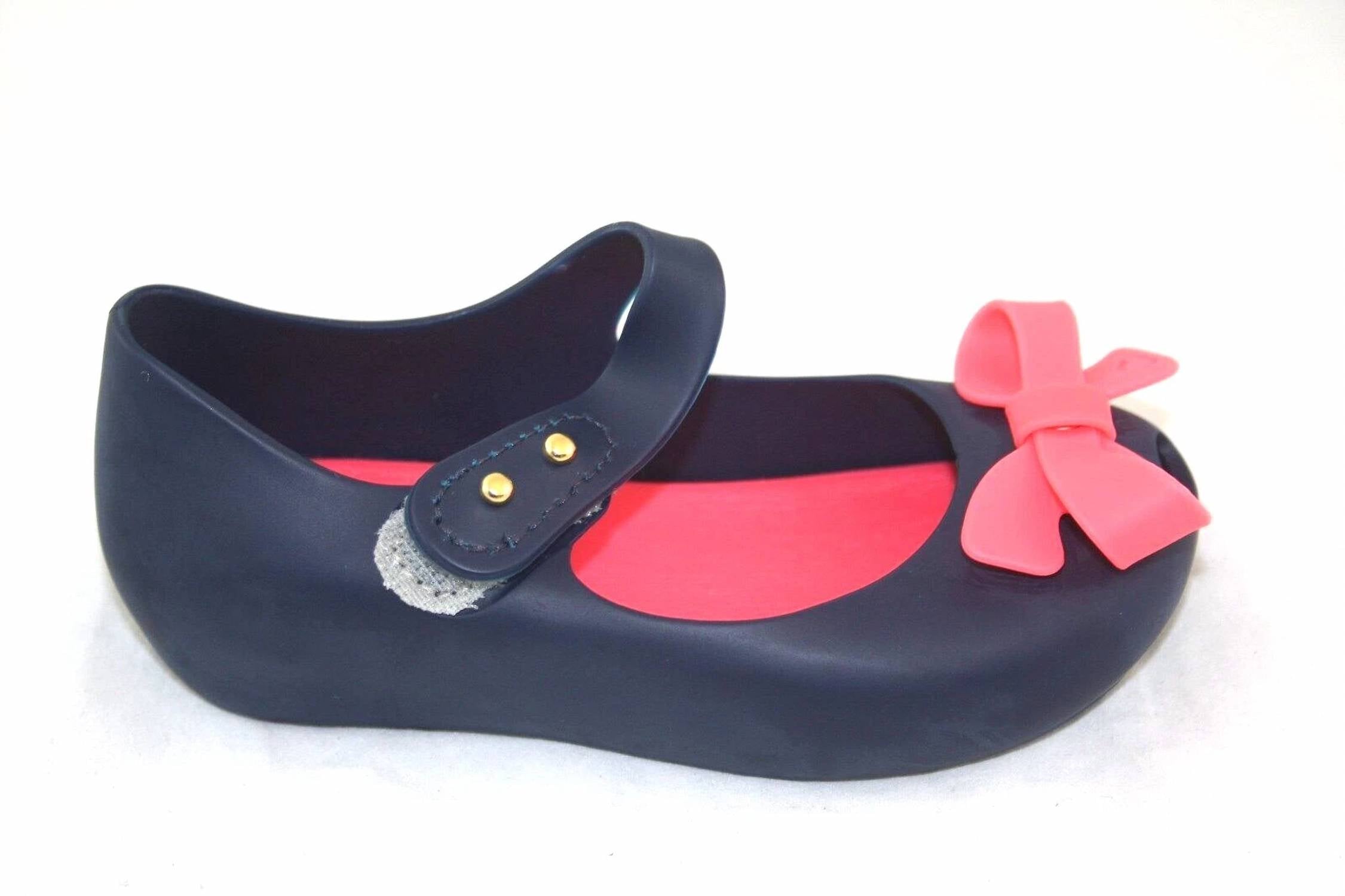 Mini Melissa Girl's Ultragirl Bow Flat Shoes in pink black - kids' shoe