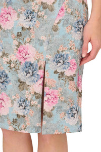 Adrianna Papell - Floral Matelasse Square Neck Dress