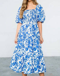 Thml - Puff Sleeve Flower Midi Dress