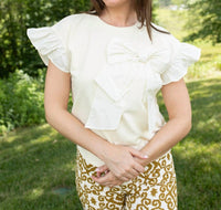 Q2 Ribbons and Bows Blouse in white - women's blouse