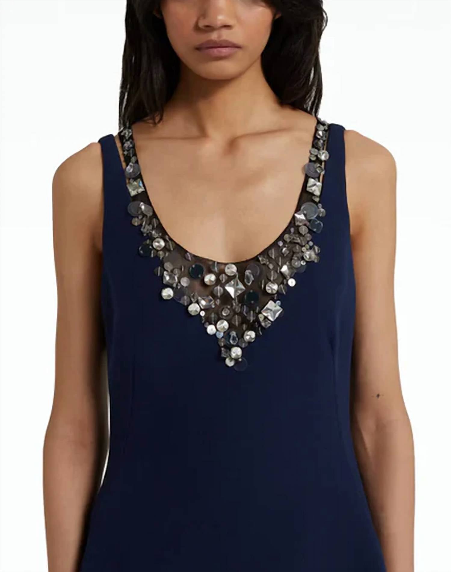 Safiyaa - Mariam V-neck Aline Gown with Embellishment