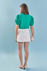 English Factory Ruffle Denim Skort in white - women's shorts - alternate view