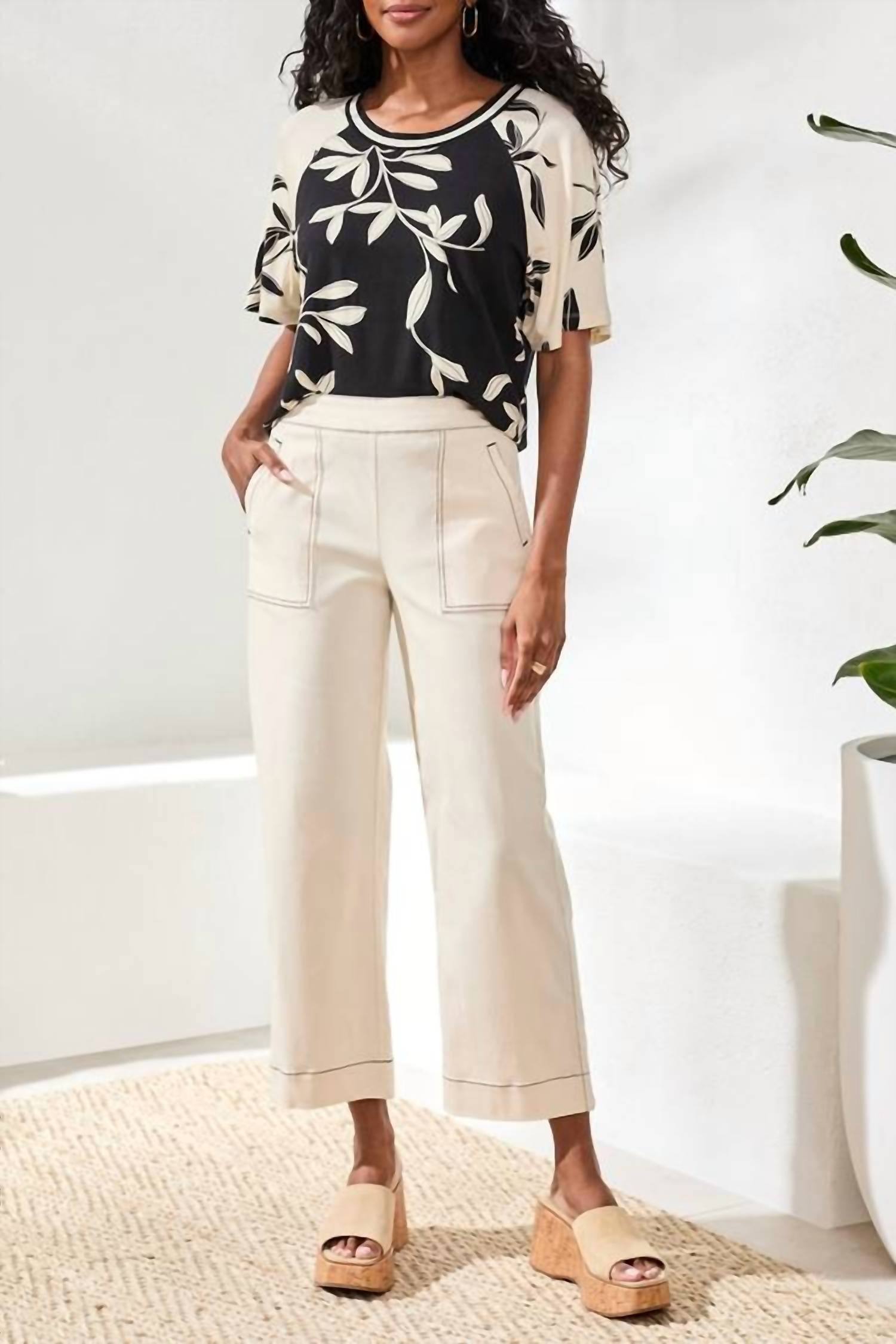 Tribal - Pull On Ankle Pants With Contrast Stitch