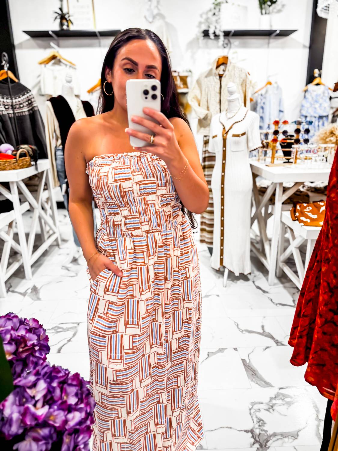 Dress To - Women's Salt Air Print Smock Maxi Dress