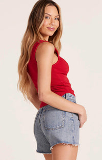 Bobi - Ribbed Scoop Neck Cropped Tank
