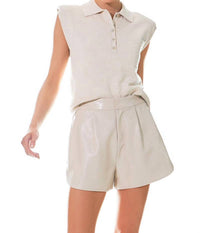 Grey Lab - High-waisted Faux Leather Shorts